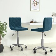 vidaXL Eetkamerstoelen draaibaar 2 st fluweel blauw