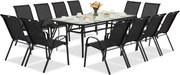 Modena metalen tuinmeubel voor 12 personen met grote tafel Garden Point zwart