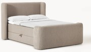 Bouclé boxspring bed Perla met opbergruimte