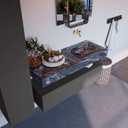 Mondiaz Alan DLux badmeubel 120cm dark grey 1 lade met wastafel lava rechts zonder kraangat