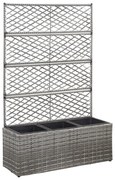 vidaXL Latwerkplantenbak verhoogd met potten 83x30x130 cm rattan grijs