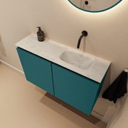 Mondiaz Ture DLux toiletmeubel 80cm smag met wastafel opalo rechts zonder kraangat