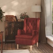 vidaXL Fauteuil met massief rubberwood poten stof wijnrood