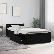 vidaXL Bedframe met lades zwart 75x190 cm 2FT6 Small Single