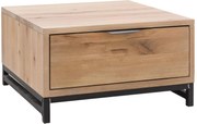 Goossens Hoektafel Max, hout eiken onbewerkt, urban industrieel, 65 x 37 x 65 cm