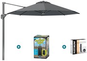 Platinum Voyager ronde zweefparasol T1 3 m. - Antraciet met ingraafvoet en hoes