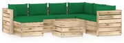 vidaXL 8-delige Loungeset met kussens groen geïmpregneerd hout