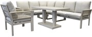 Saigon lounge dining set 6 delig verstelbare tafel latte zand aluminium