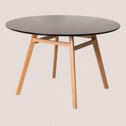 Ronde Eettafel Van Mdf En Beukenhout Scand Nordic Zwart & Ø120 Cm - Sklum