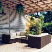 vidaXL 7-delige Loungeset met kussens poly rattan bruin