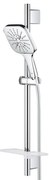 GROHE Rainshower Smartactive 130 Cube Glijstangset - 60cm - vierkante handdouche - 3 straalsoorten - gladde doucheslang - met zeepschaal - chroom 26584000