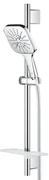 GROHE Rainshower Smartactive 130 Cube Glijstangset - 60cm - vierkante handdouche - 3 straalsoorten - gladde doucheslang - met zeepschaal - chroom 26584000