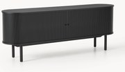 XL-dressoir Calary met geribde voorzijde in zwart
