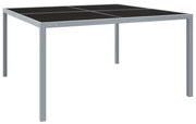 vidaXL Tuintafel 130x130x72 cm staal en glas grijs