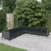 vidaXL 7-delige Loungeset met kussens poly rattan donkergrijs