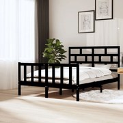 vidaXL Bedframe massief grenenhout zwart 150x200 cm 5FT king size