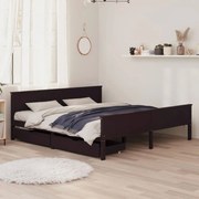 vidaXL Bedframe met 2 lades massief grenenhout donkerbruin 180x200 cm