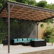 vidaXL 9-delige Loungeset met kussens poly rattan zwart