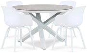 Tuinset Ronde Tuintafel 4 personen 125 cm Kunststof Wit Lifestyle Garden Furniture Salina/Livorno