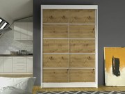 Kledingkast Closico Salvor IV, Artisan eiken, Wit, 200x120x58cm, 93 kg, Kledingkast deuren: Schuivend, Aantal planken: 5, Aantal planken: 5