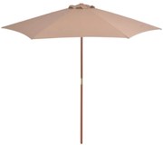 vidaXL Parasol met houten paal 270 cm taupe