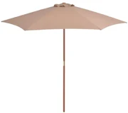 vidaXL Parasol met houten paal 270 cm taupe