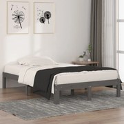 vidaXL Bedframe massief hout grijs 120x190 cm 4FT small double