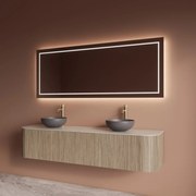 Gliss Design Alluro badmeubel ribbelfront met ronding links/rechts 180cm corn silk en wit marmer toppaneel