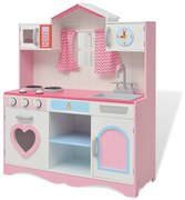 vidaXL Speelgoedkeuken roze en wit 82x30x100 cm hout