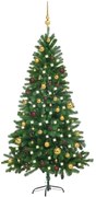 vidaXL Kunstkerstboom met LED's en kerstballen 180 cm groen