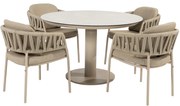 Calma Sarah dining tuinset 120xH75 cm rond 5 delig keramiek latte Taste 4SO