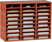 VEVOR Houten literatuurorganizer met 27 compartimenten, verstelbare planken, organizer van MDF, opbergruimte voor bestanden, documenten, papieren en tijdschriften op kantoor, thuis, op school, bruin