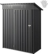 VEVOR Metalen Gereedschapsschuur, Gereedschapsschuur met Afsluitbare Deur en 2 Ventilatiesleuven, Tuinschuur voor Buitenopslag voor Achtertuin, Tuin, Terras, Fiets, 1533 x 876 x 1815 mm