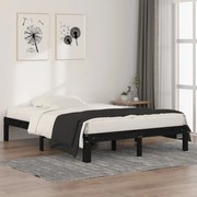 vidaXL Bedframe massief hout zwart 135x190 cm 4FT6 double