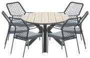 Garden Impressions Ross tuinset 7-delig zwart - Tulli tuintafel ovaal 220x115 cm light teak look