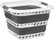 5Five Wasmand opvouwbaar - 40L - kunststof - grijs/wit - met handvatten - ruimtebesparend
