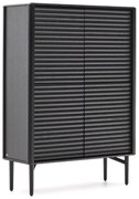 Kave Home Lenon Black Kast Zwart Eiken Met Ribbels - 105x40x144cm.