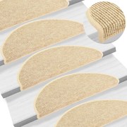 vidaXL Trapmatten zelfklevend 15 st sisal-look 65x25 cm beige