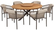 Prado Allora dining tuinset 160 cm rond 7 delig latte terre 4 Seasons Outdoor