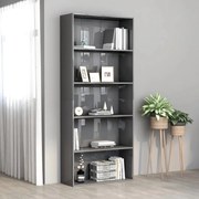 vidaXL Boekenkast met 5 schappen 80x30x189 cm spaanplaat grijs