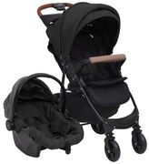 vidaXL Kinderwagen 3-in-1 staal antracietkleurig