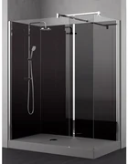 Nemo Stock Vidrio inloopdouche - 170x80x195cm - zwarte achterwand - inclusief douchebak grijs - met garnituur - zwart/chroom RNAA17080HH-H