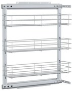 vidaXL Draadmand keuken uittrekbaar 3-laags 47x11x56 cm zilverkleurig