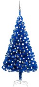 vidaXL Kunstkerstboom met LED's en kerstballen 120 cm PVC blauw