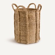 Hoge, ronde mand met 4 handvatten in waterhyacint, Tima