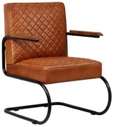 vidaXL Fauteuil echt leer lichtbruin