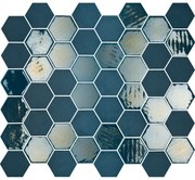 The Mosaic Factory Valencia hexagon glasmozaïek tegels 28x33 blauw