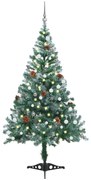 vidaXL Kunstkerstboom met LED's, kerstballen en dennenappels 150 cm