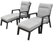 Barolo lounge balkonset 4 delig verstelbaar antraciet aluminium