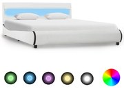 vidaXL Bedframe met LED kunstleer wit 140x200 cm